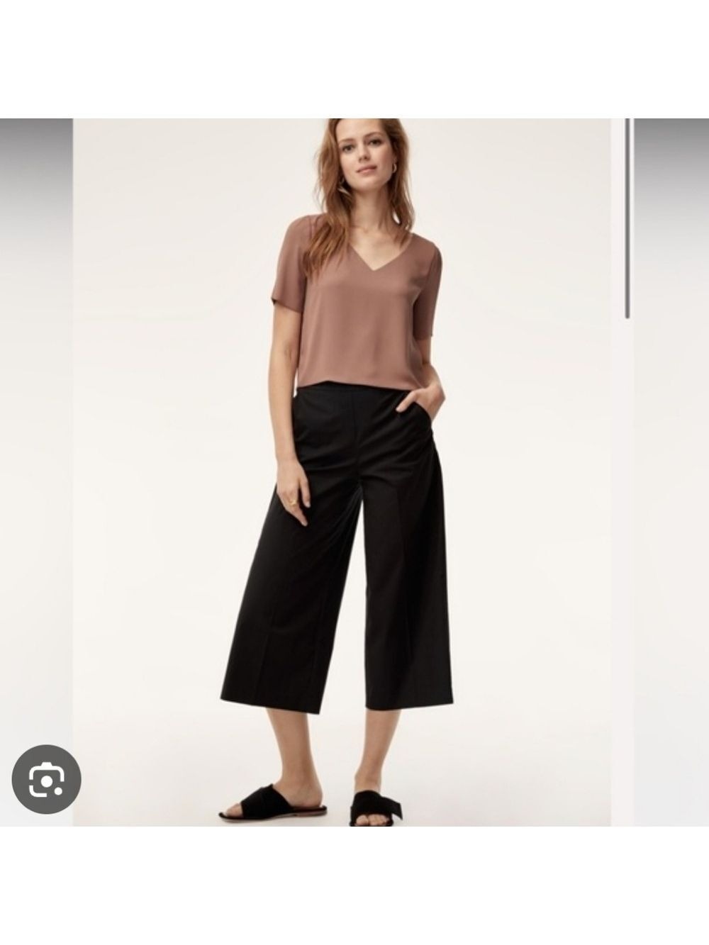 Aritzia Babaton Black Cotton Wide Leg Pull On Pants Size 4